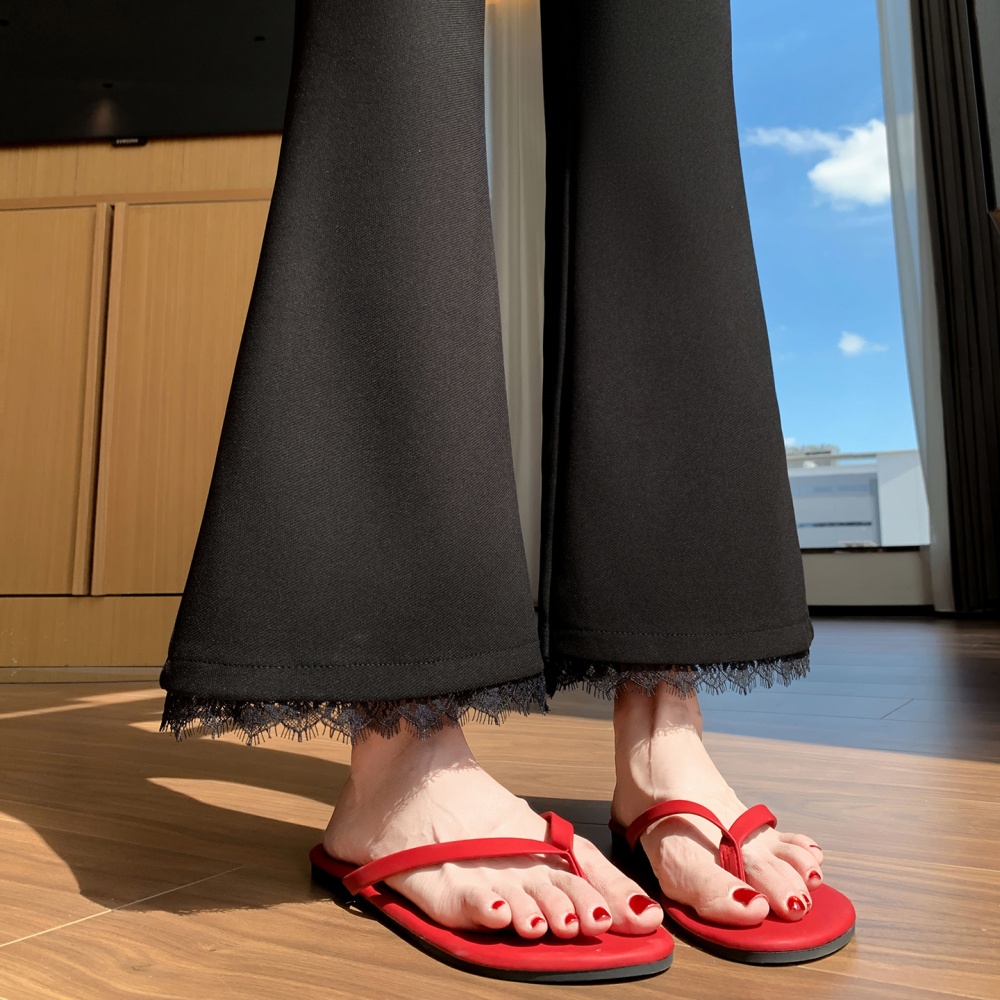 Casual elasticity pants black nine pants