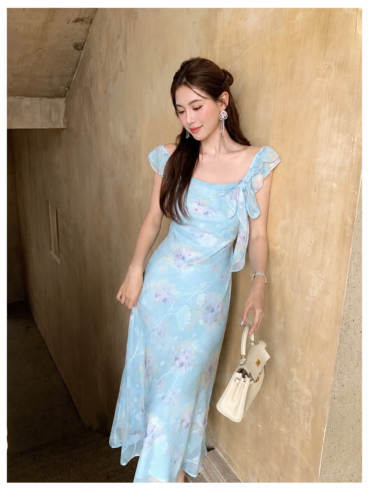 Chiffon printing France style summer dress for women
