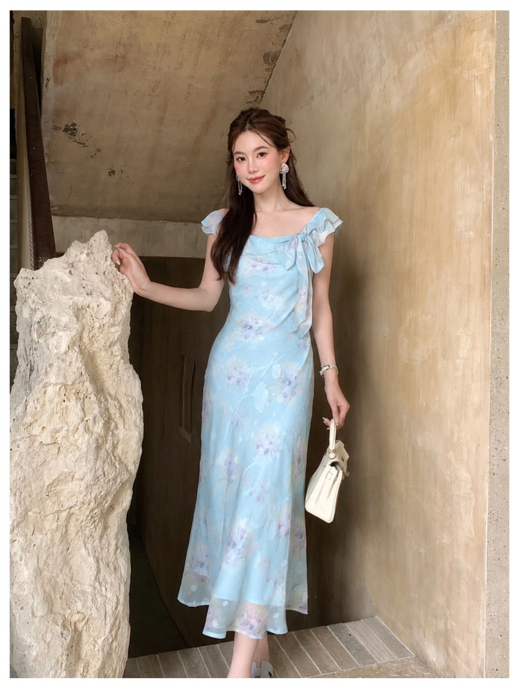 Chiffon printing France style summer dress for women