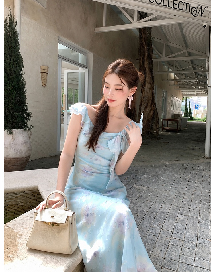 Chiffon printing France style summer dress for women