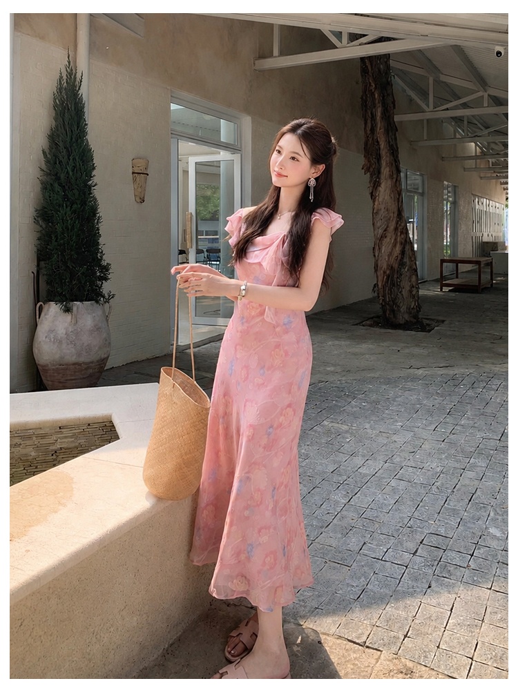 Chiffon printing France style summer dress for women