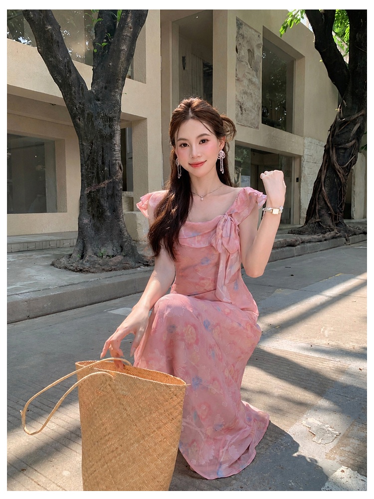 Chiffon printing France style summer dress for women