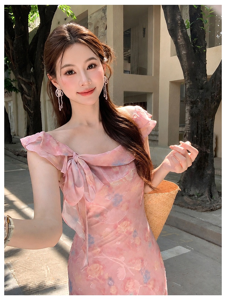 Chiffon printing France style summer dress for women