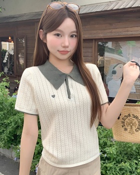 Embroidery show young sweater mixed colors Western style tops