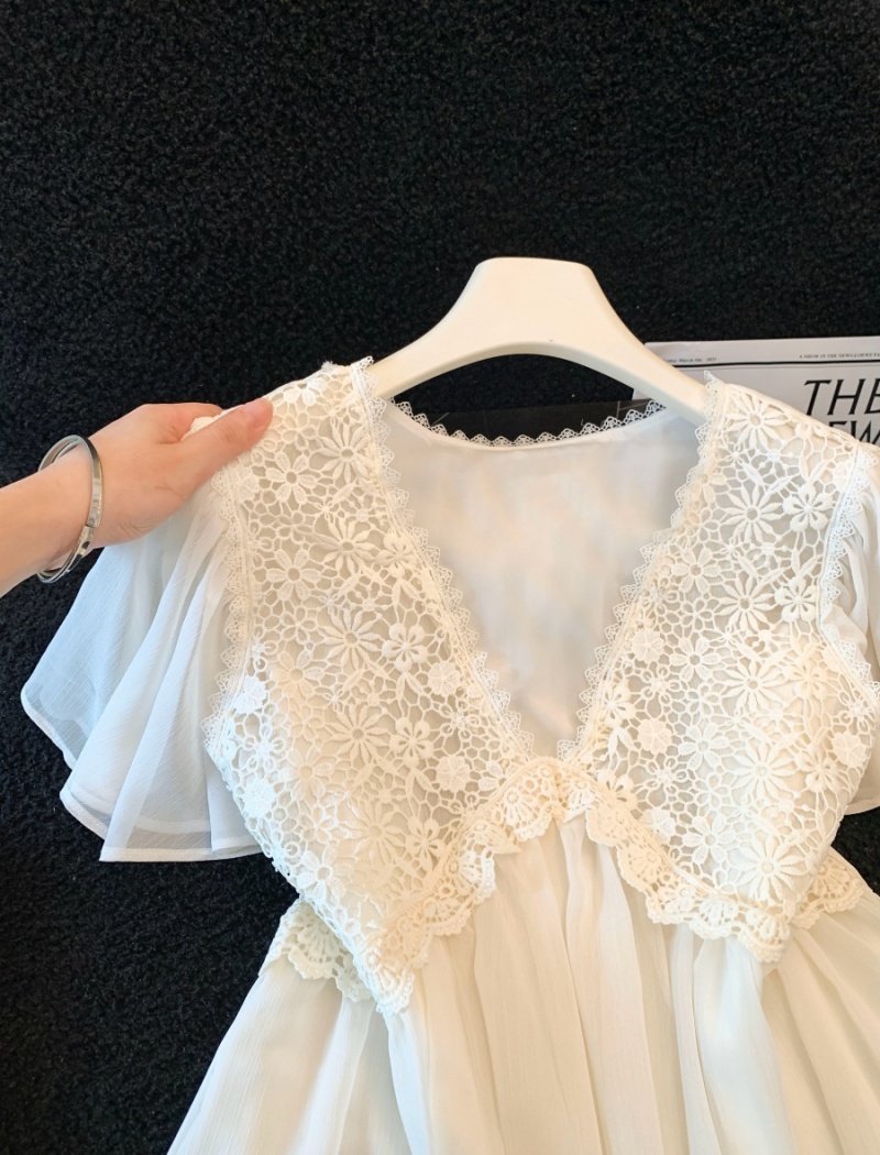 Loose tender chiffon tops short sleeve summer shirt