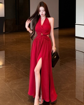 Pinched waist summer formal dress spicegirl hollow dress