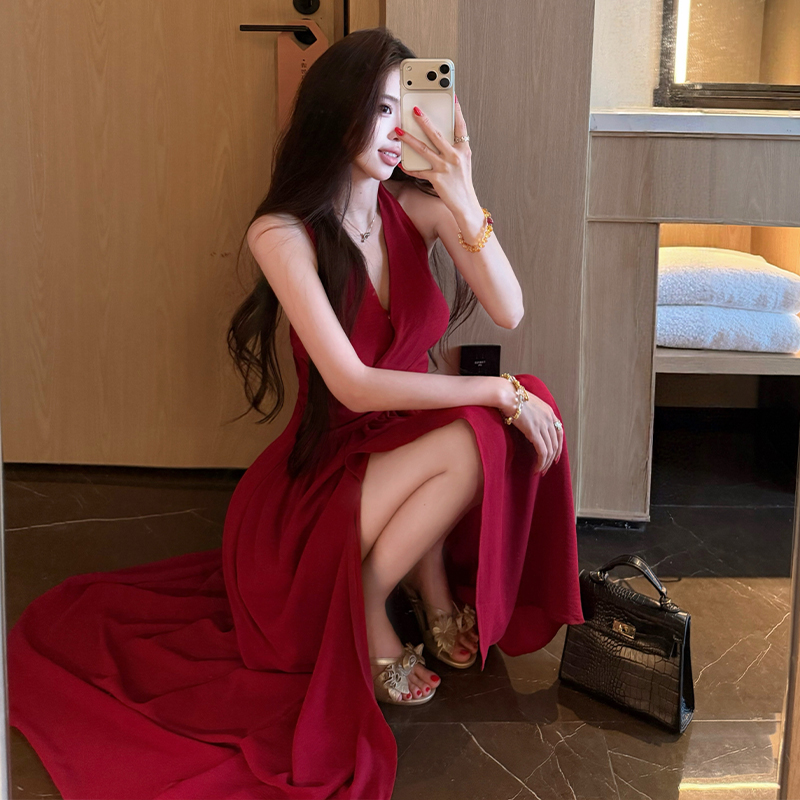 Pinched waist summer formal dress spicegirl hollow dress
