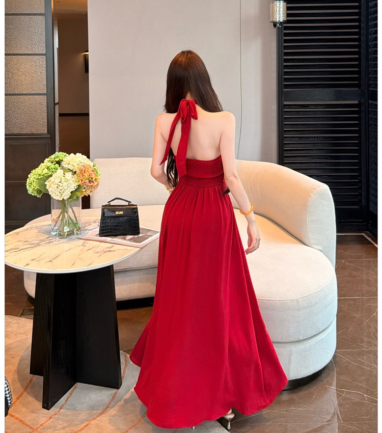 Pinched waist summer formal dress spicegirl hollow dress