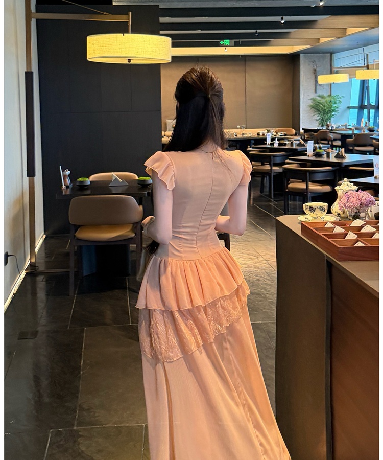 Romantic vacation splice lace enticement dress for women