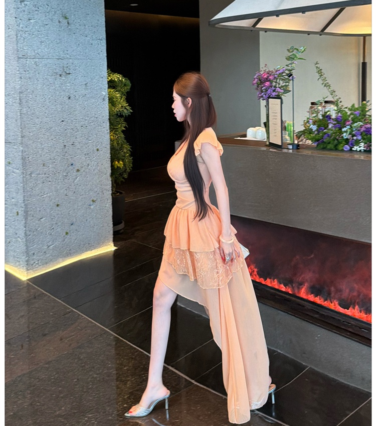 Romantic vacation splice lace enticement dress for women