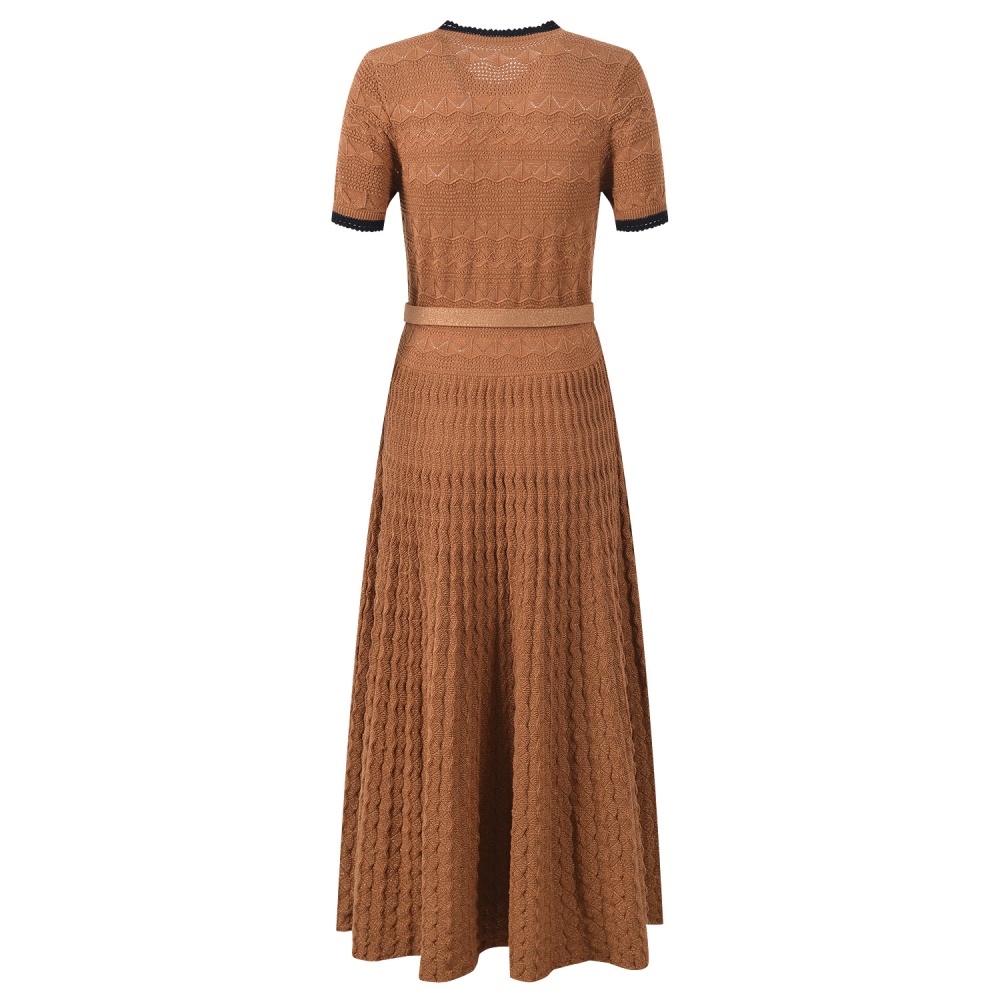 Pinched waist chanelstyle mixed colors crochet dress