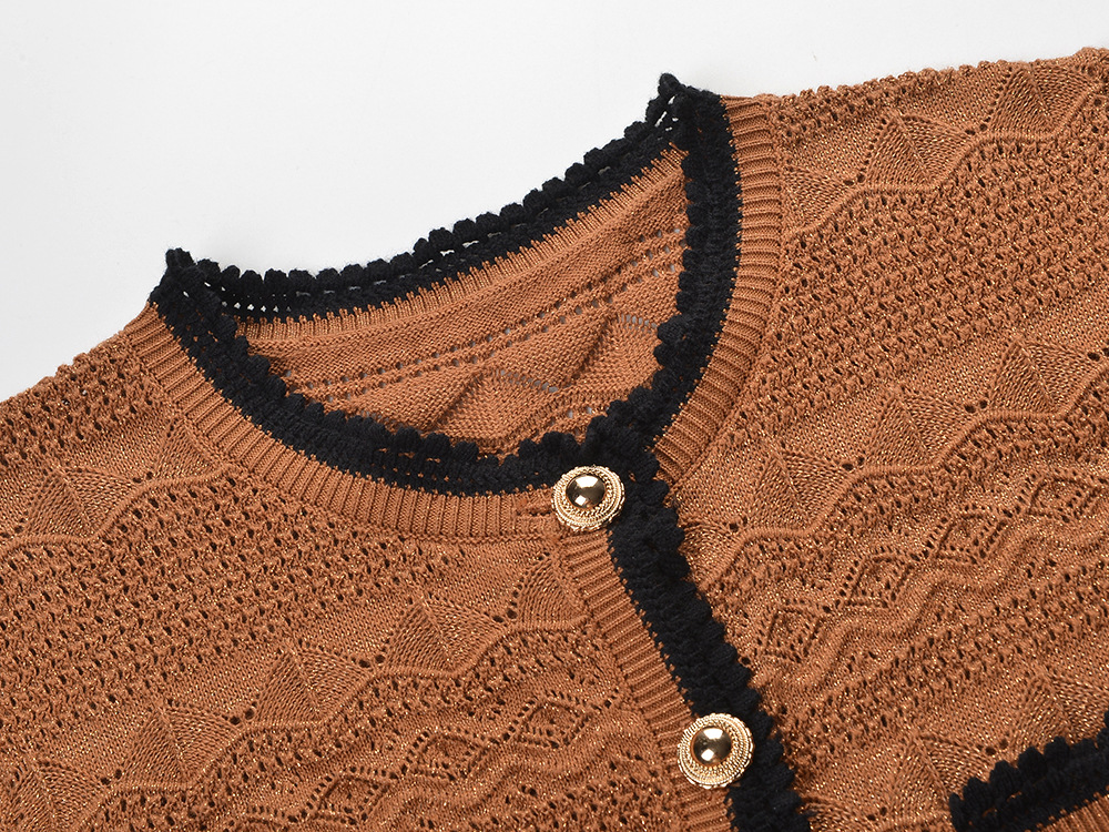 Pinched waist chanelstyle mixed colors crochet dress