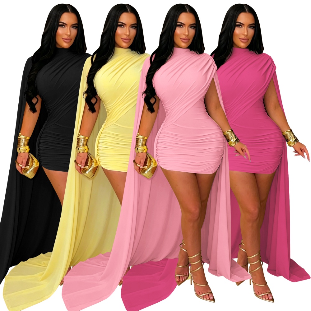 Fold dress European style evening dress for women