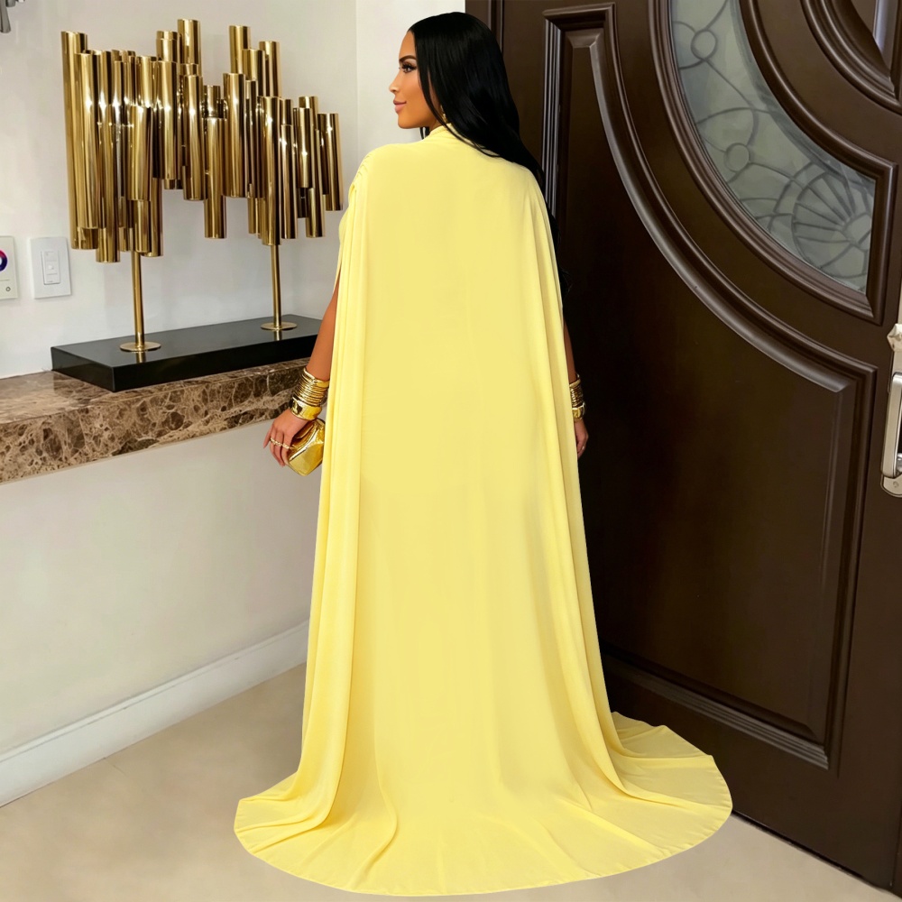 Fold dress European style evening dress for women