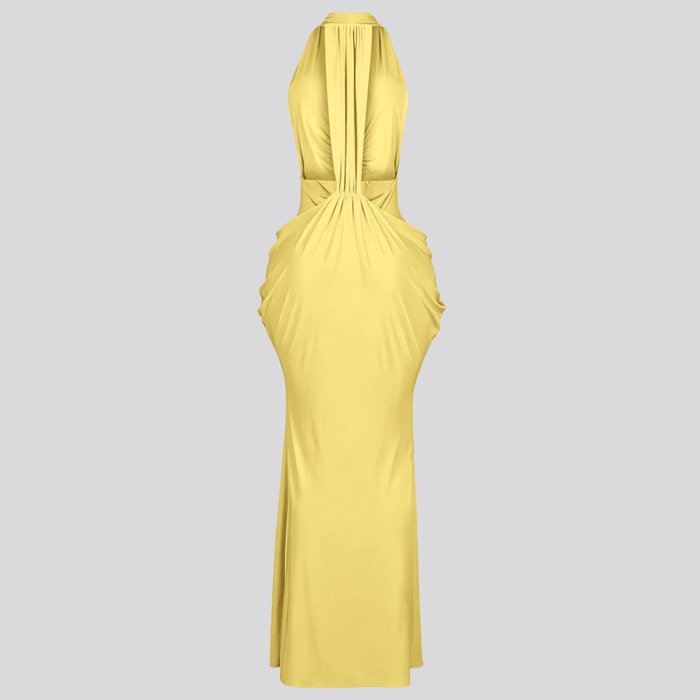 V-neck frenum dress halter sexy long dress for women