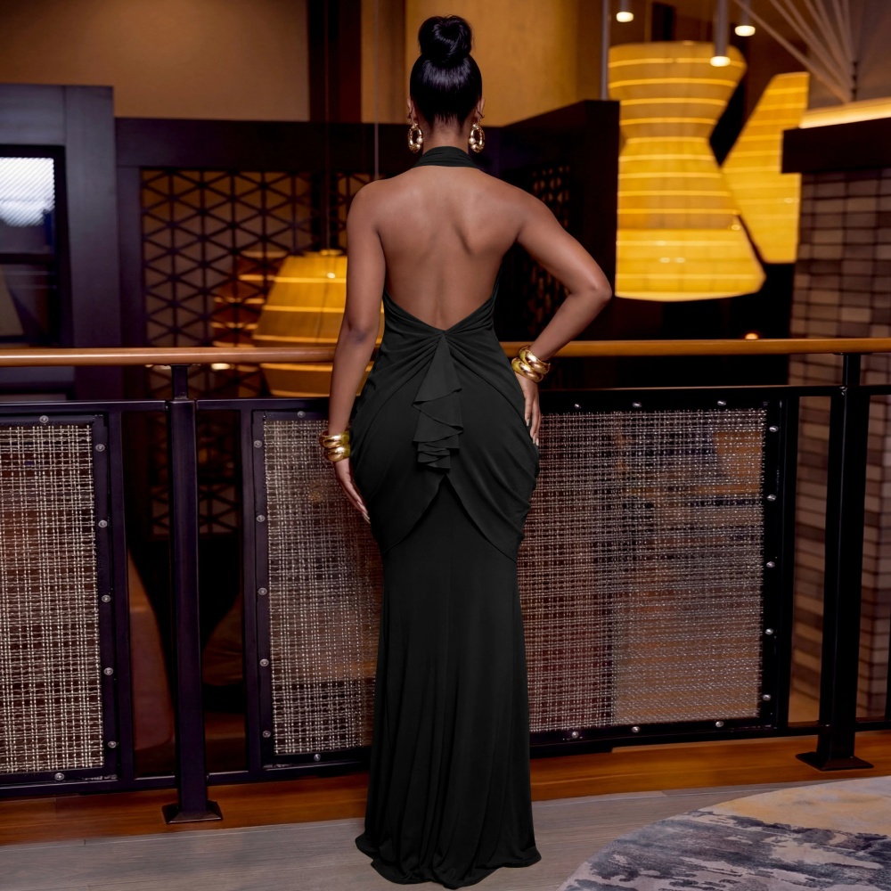 Halter dress European style formal dress for women
