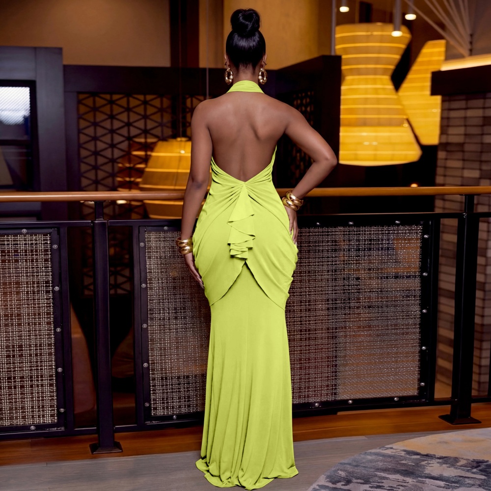 Halter dress European style formal dress for women