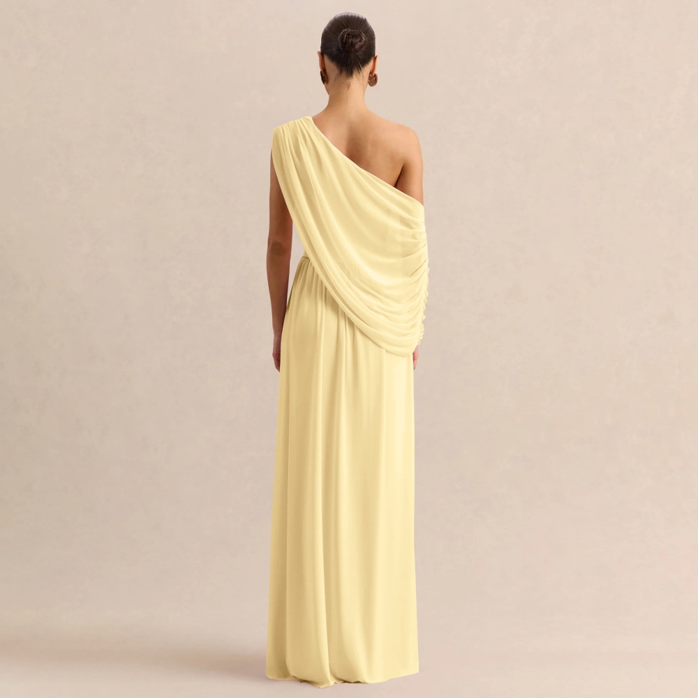Summer fashion dress oblique collar fold long dress