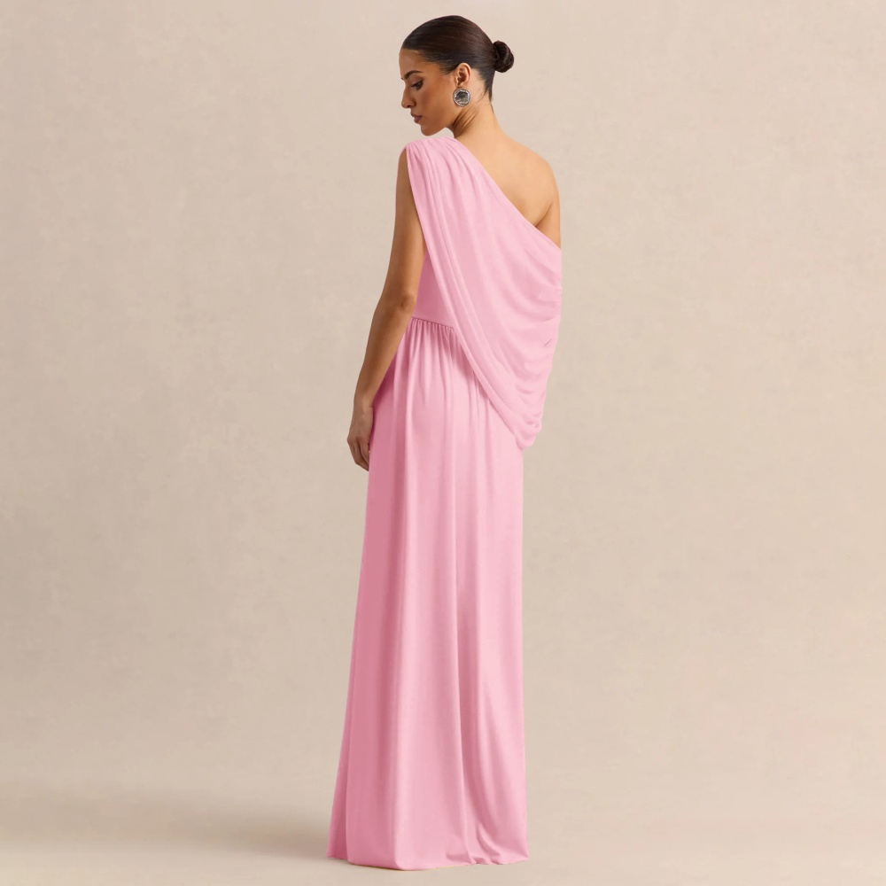 Summer fashion dress oblique collar fold long dress