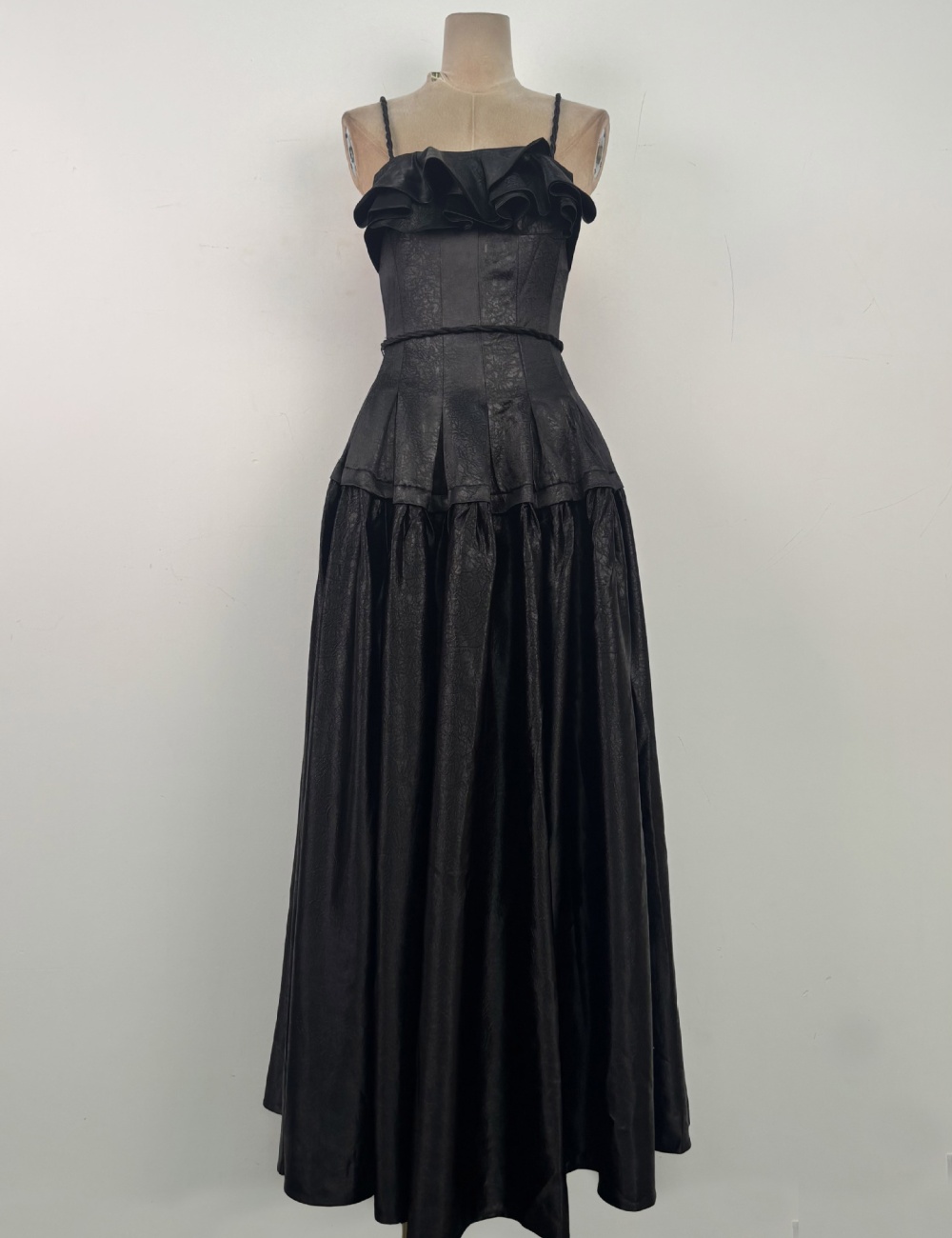 Temperament elegant pinched waist niche jacquard dress