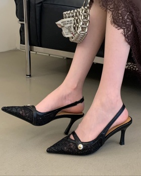 Fine-root France style high-heeled shoes lace sandals