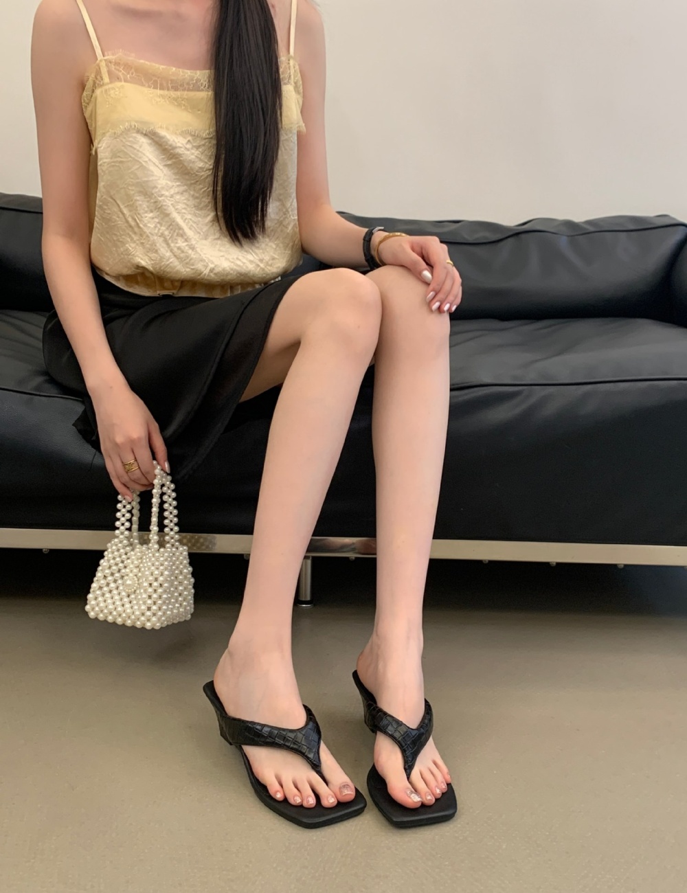 Small fellow slipsole summer high-heeled shoes heighten retro 