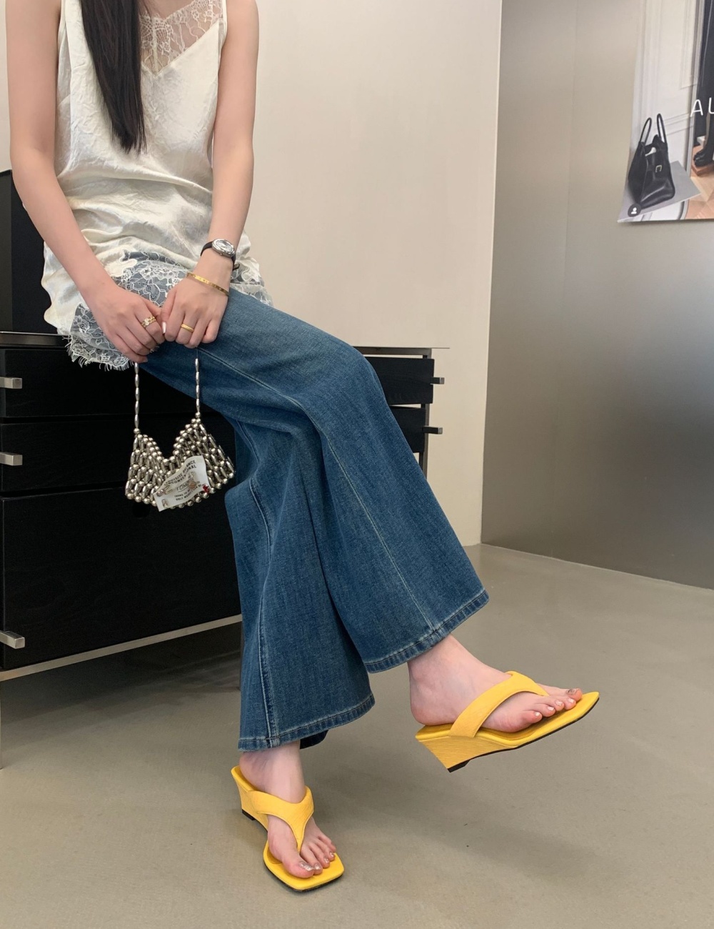 Small fellow slipsole summer high-heeled shoes heighten retro 