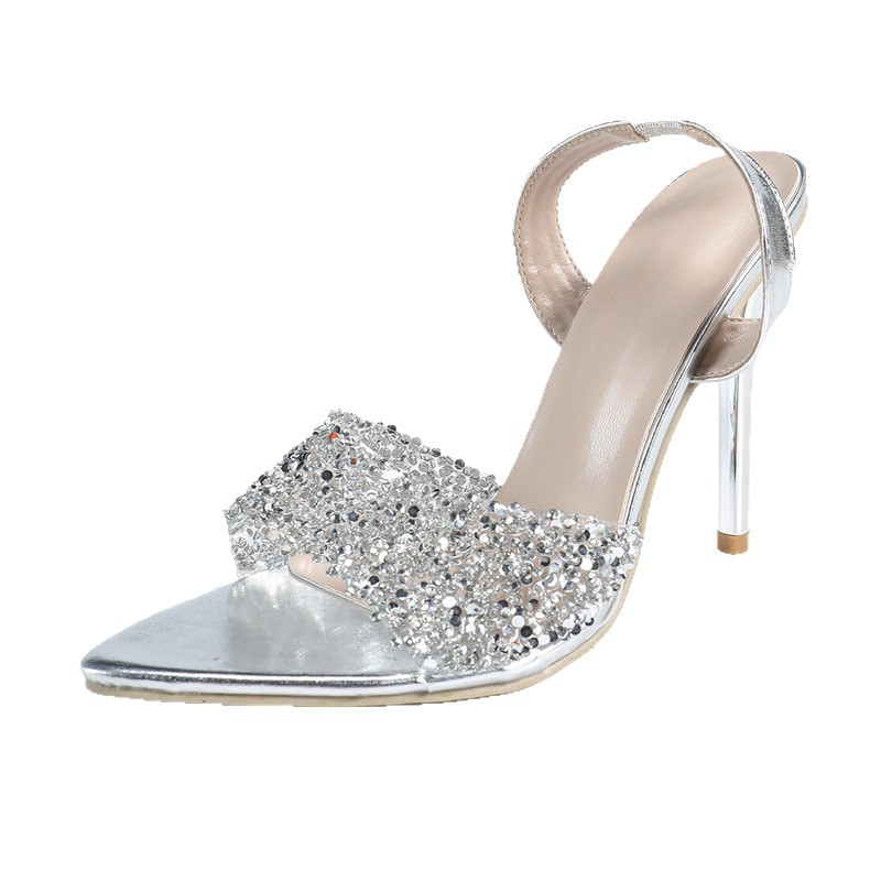 Rhinestone cozy high-heeled summer sandals for women