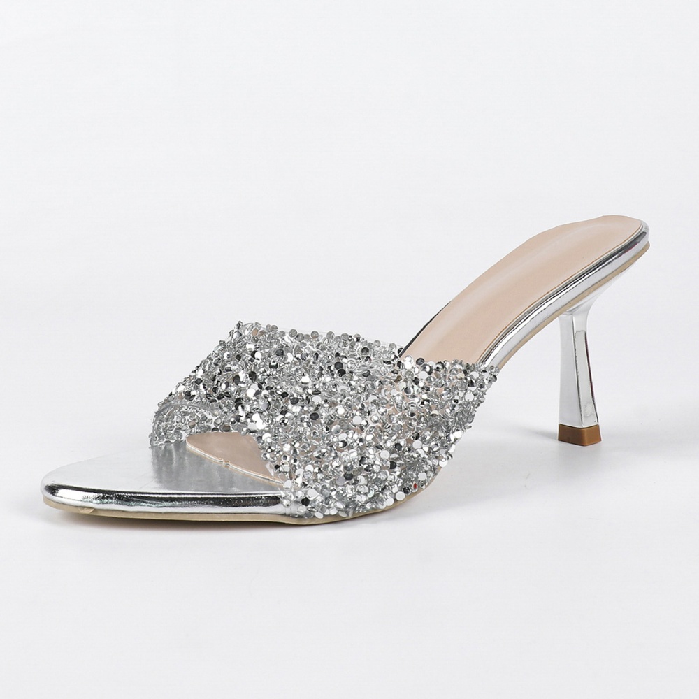 Western style France style middle-heel slippers for women