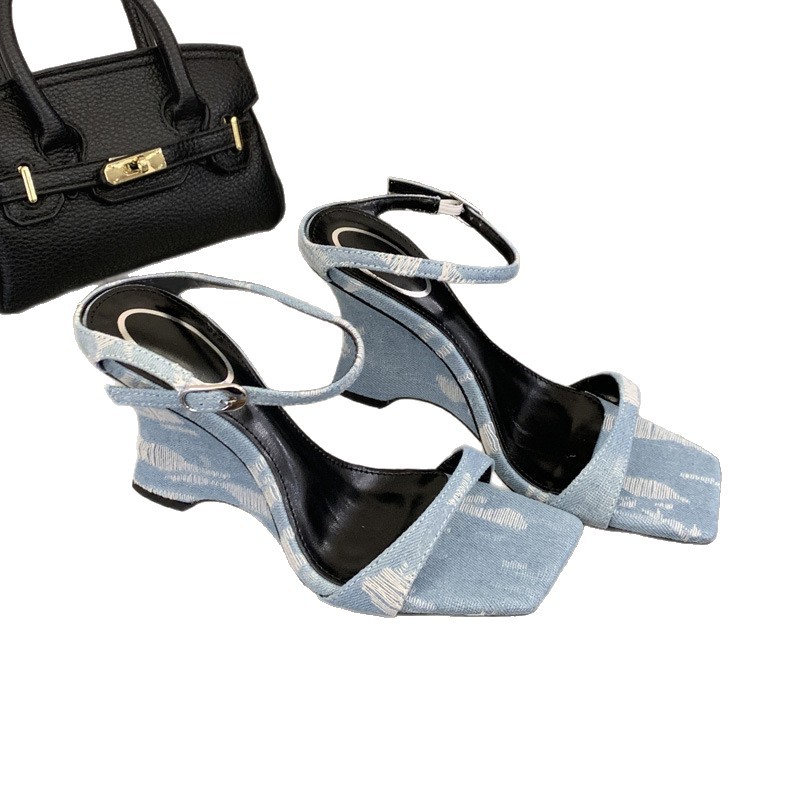 Summer slipsole slippers open toe retro high-heeled shoes
