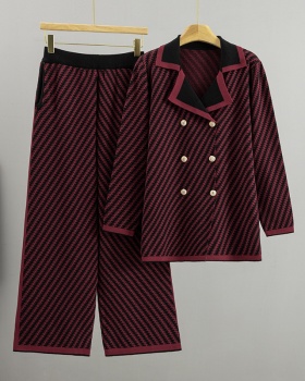 European style business suit wide leg pants 2pcs set