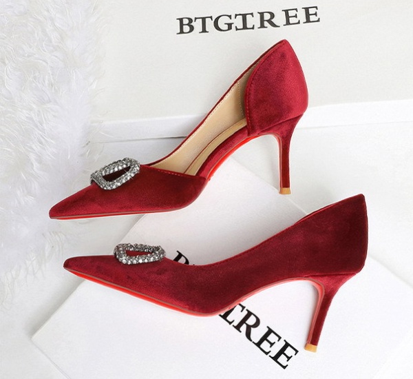 Pointed rhinestone shoes European style lazy shoes
