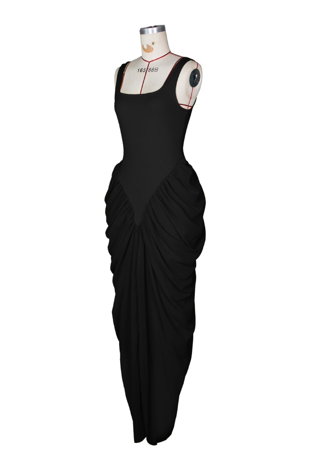 Chiffon sling long dress pinched waist evening dress