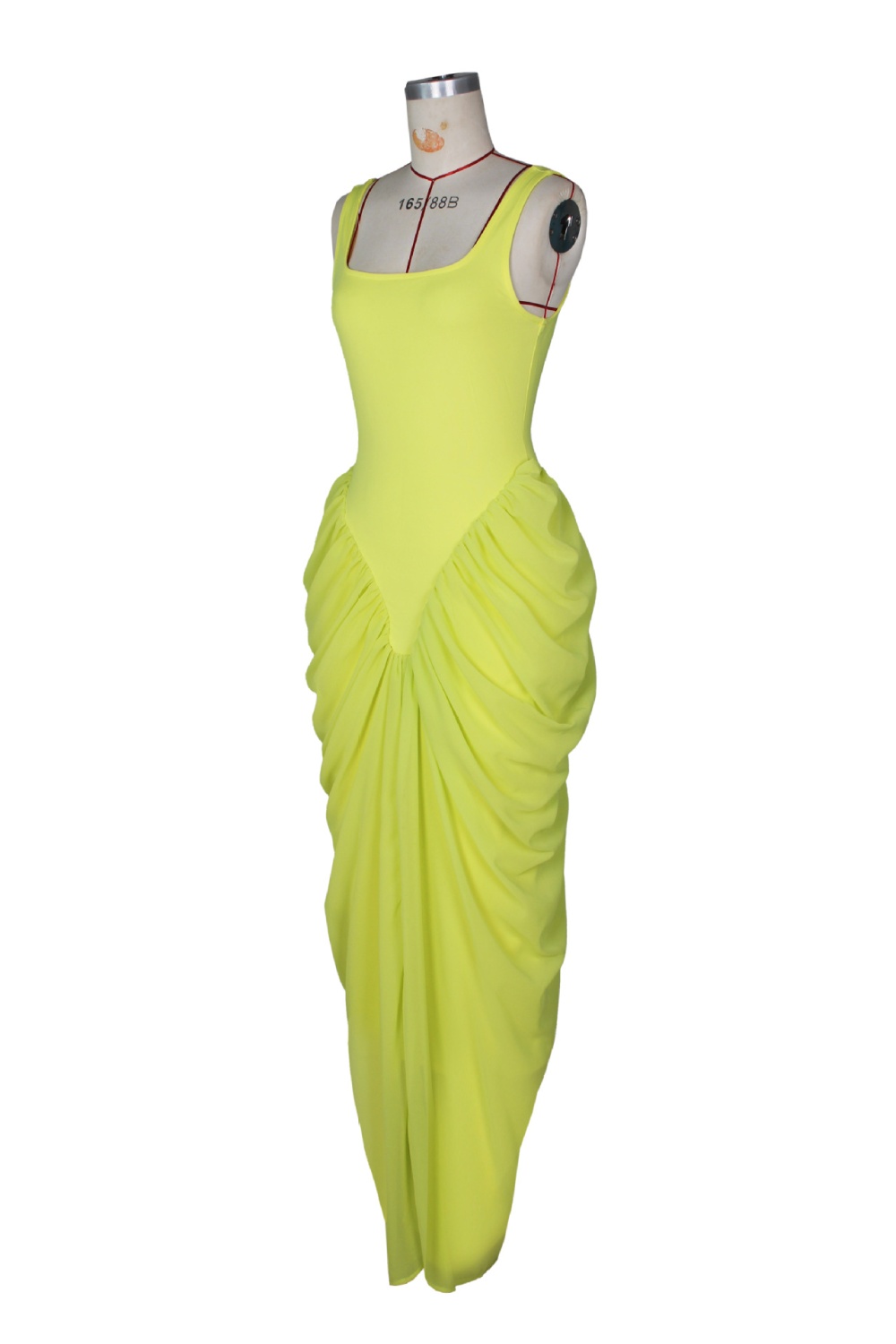 Chiffon sling long dress pinched waist evening dress