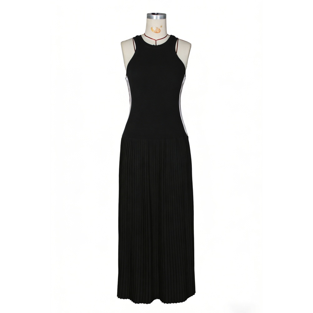 Pit stripe slim long dress European style dress for women