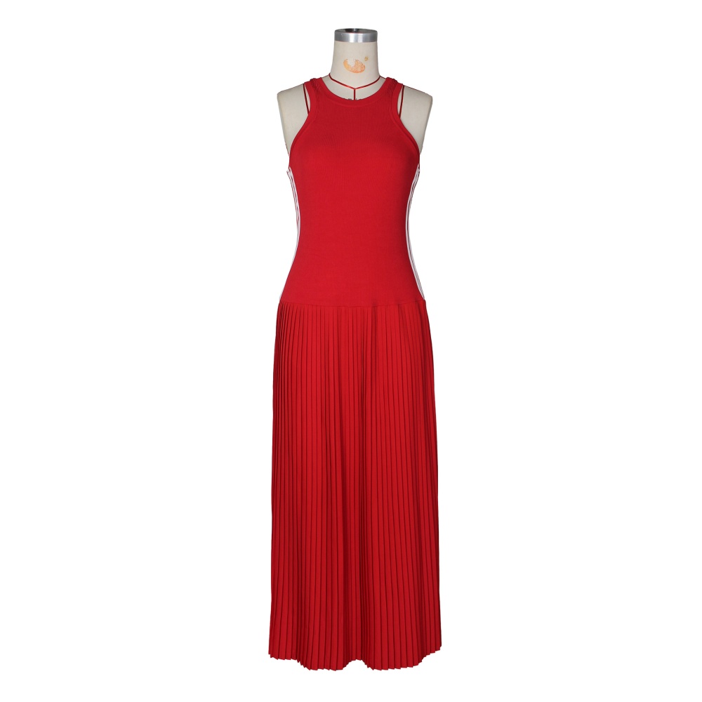 Pit stripe slim long dress European style dress for women