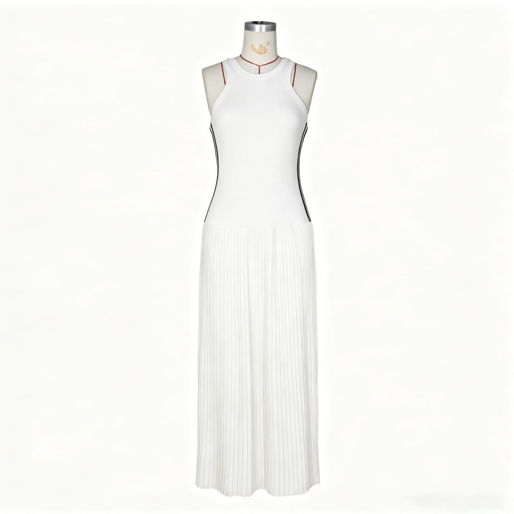 Pit stripe slim long dress European style dress for women