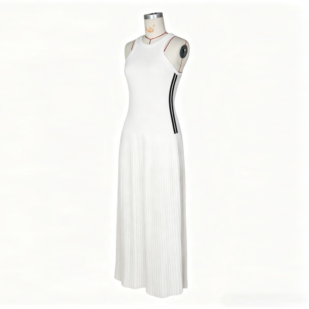 Pit stripe slim long dress European style dress for women