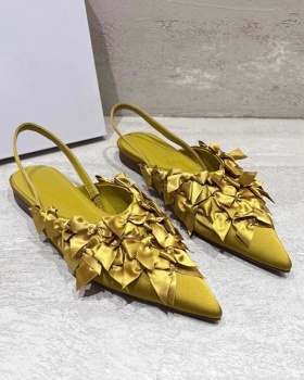 France style bow sandals low slippers for women