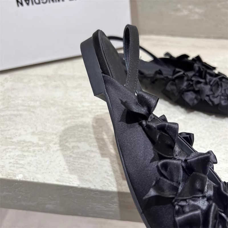 France style bow sandals low slippers for women