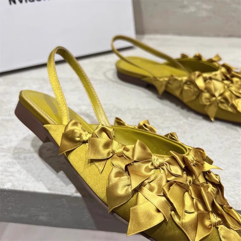 France style bow sandals low slippers for women