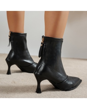 Autumn and winter pointed ankle boots elasticity boots