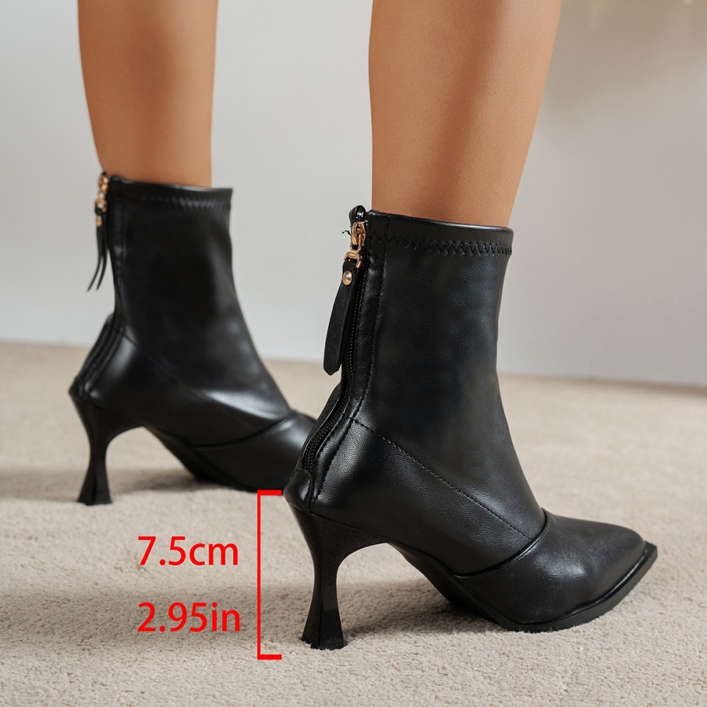 Autumn and winter pointed ankle boots elasticity boots