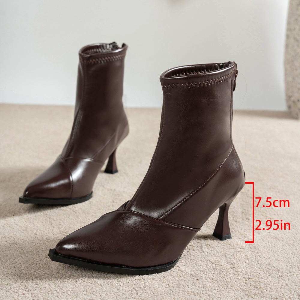 Autumn and winter pointed ankle boots elasticity boots