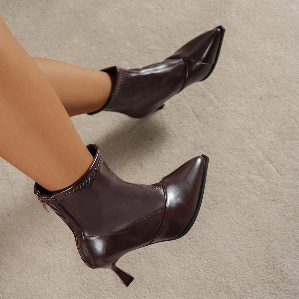 Autumn and winter pointed ankle boots elasticity boots