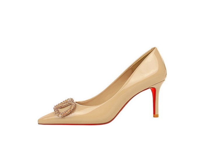 Pointed gold sexy rhinestone fine-root shoes for women