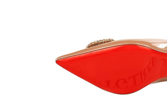 Pointed gold sexy rhinestone fine-root shoes for women