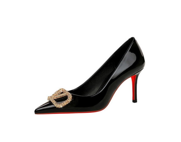 Pointed gold sexy rhinestone fine-root shoes for women