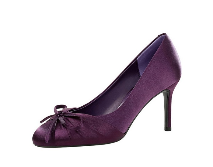 Ladies round low lazy shoes satin France style banquet stilettos