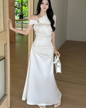 Mermaid temperament formal dress pinched waist dress